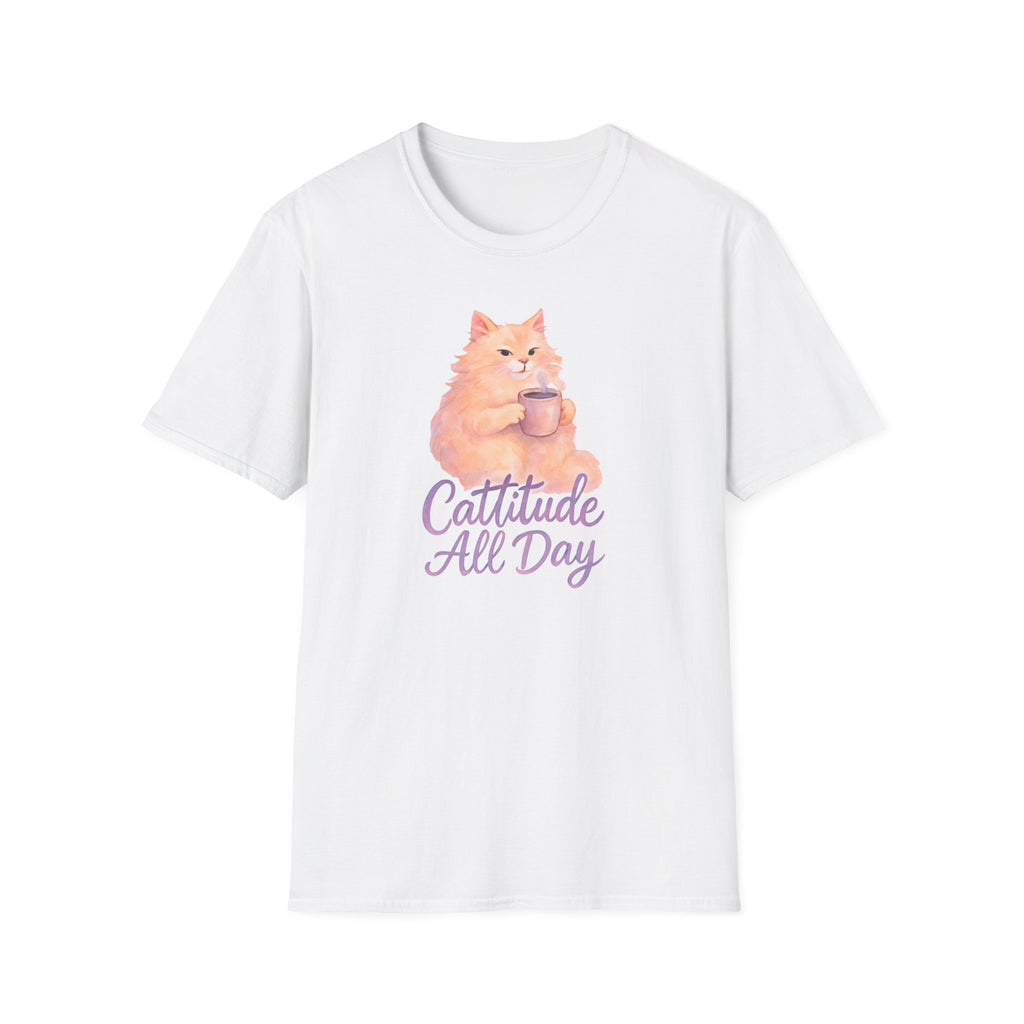 Cat with Coffee Cup T-Shirt