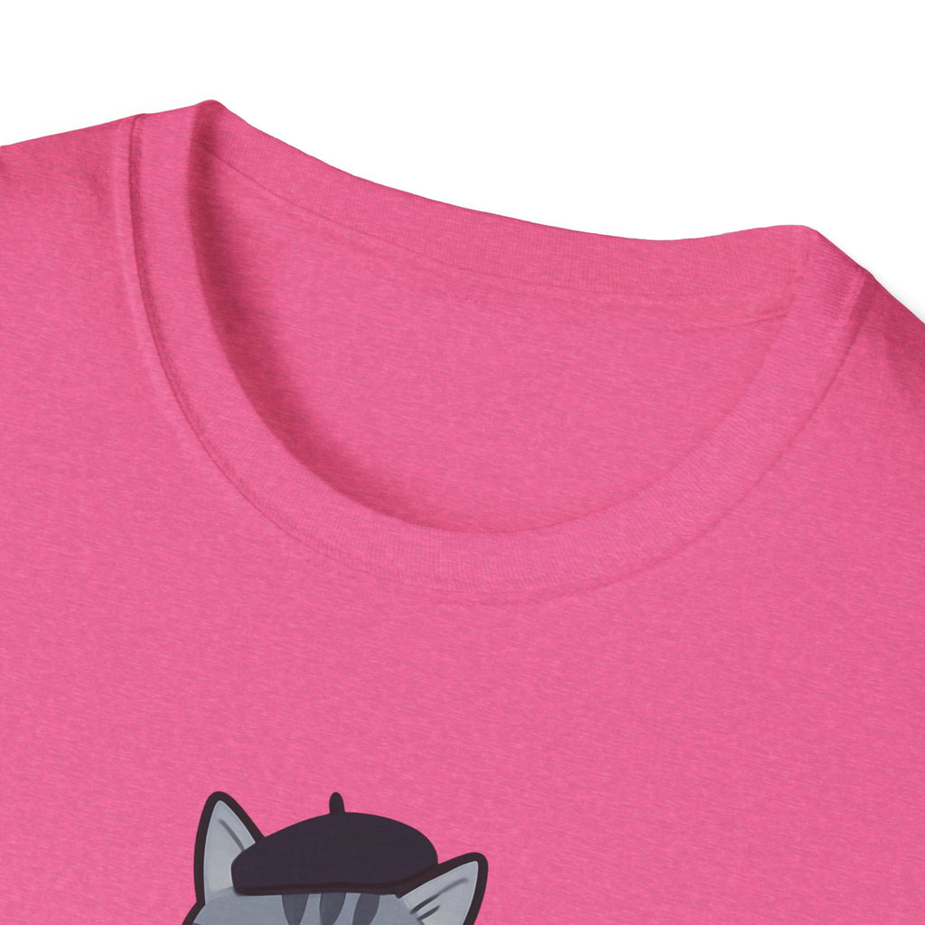 Gray Cat with Beret T-Shirt