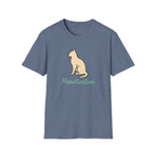 Blue t-shirt with a cat graphic and 'Meoutivation' text on a white background