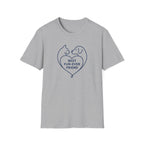 Gray t-shirt with a heart design featuring a cat and dog and text 'Best Fur-ever Friend' on a white background.