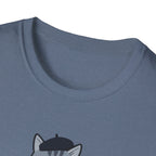 Gray Cat with Beret T-Shirt