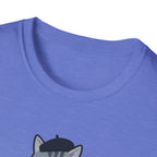 Gray Cat with Beret T-Shirt