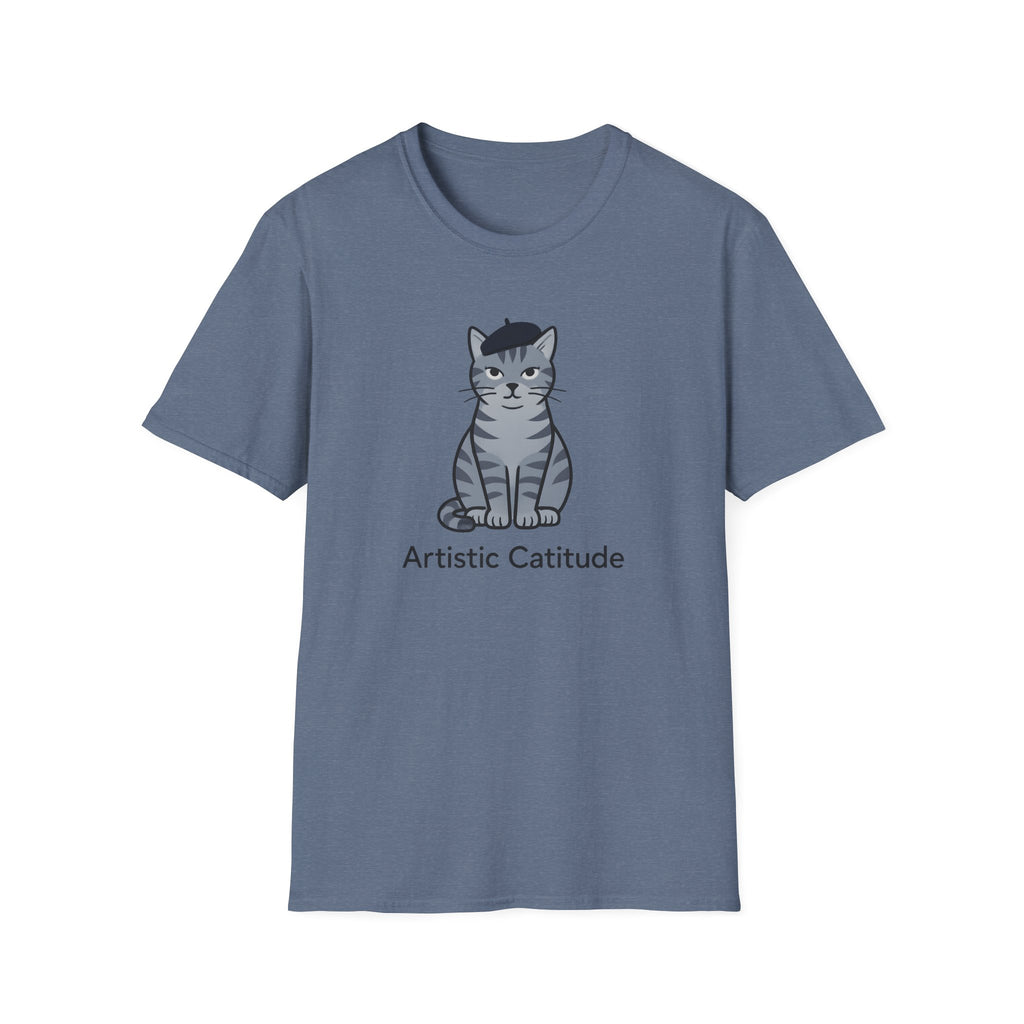 Gray Cat with Beret T-Shirt
