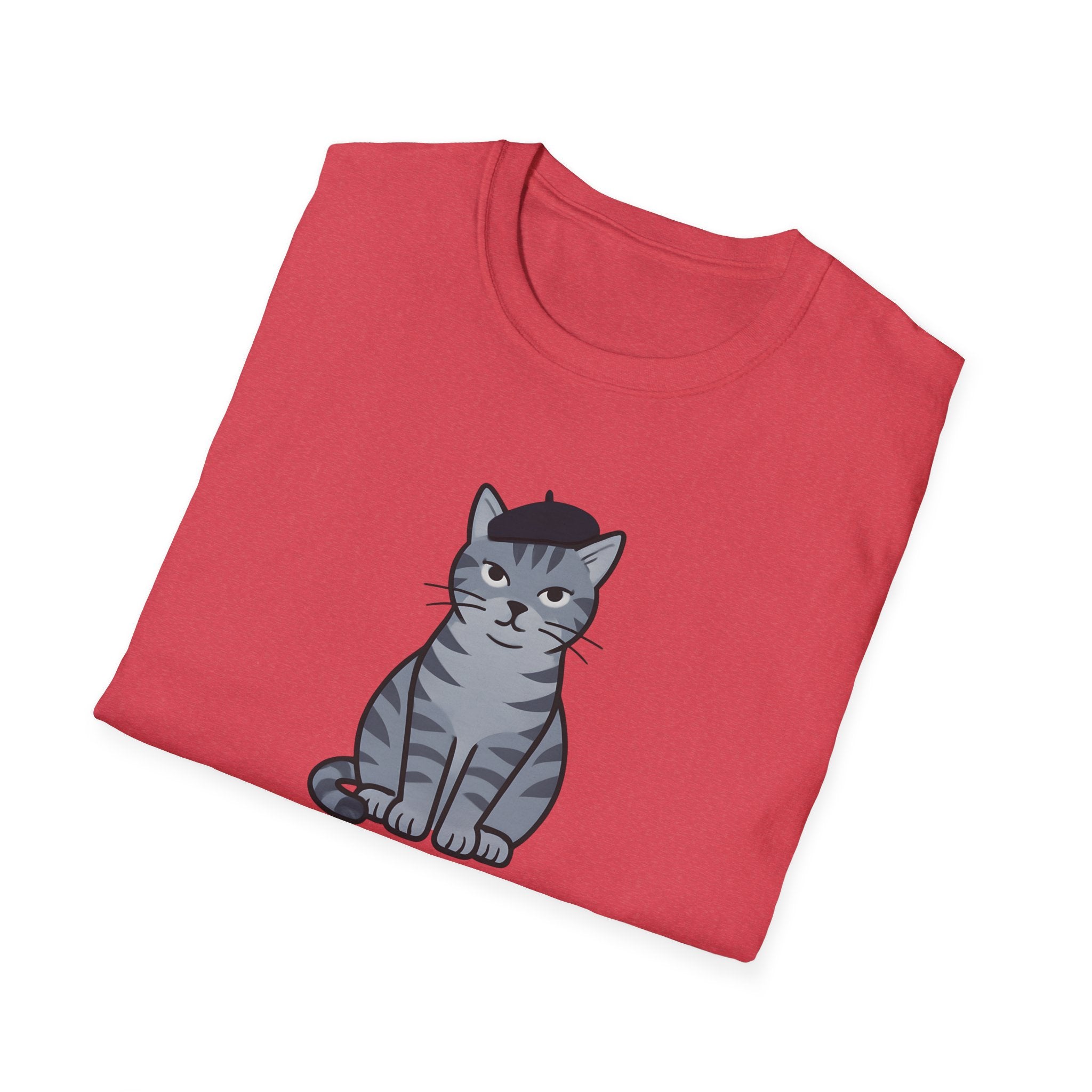 Gray Cat with Beret T-Shirt