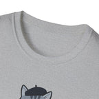 Gray Cat with Beret T-Shirt