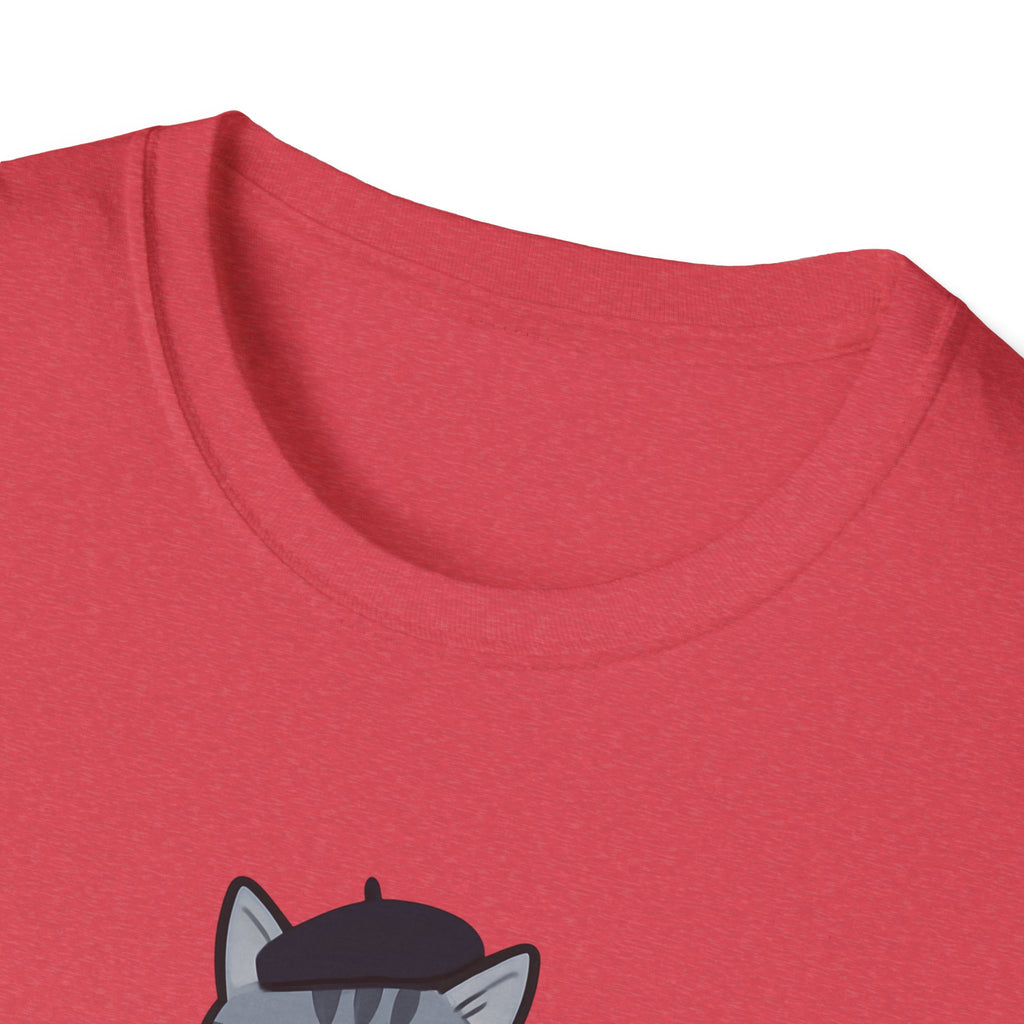Gray Cat with Beret T-Shirt