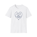 White t-shirt with a heart design featuring two dogs and the text 'Best Fur-Ever Friend' on a white background.