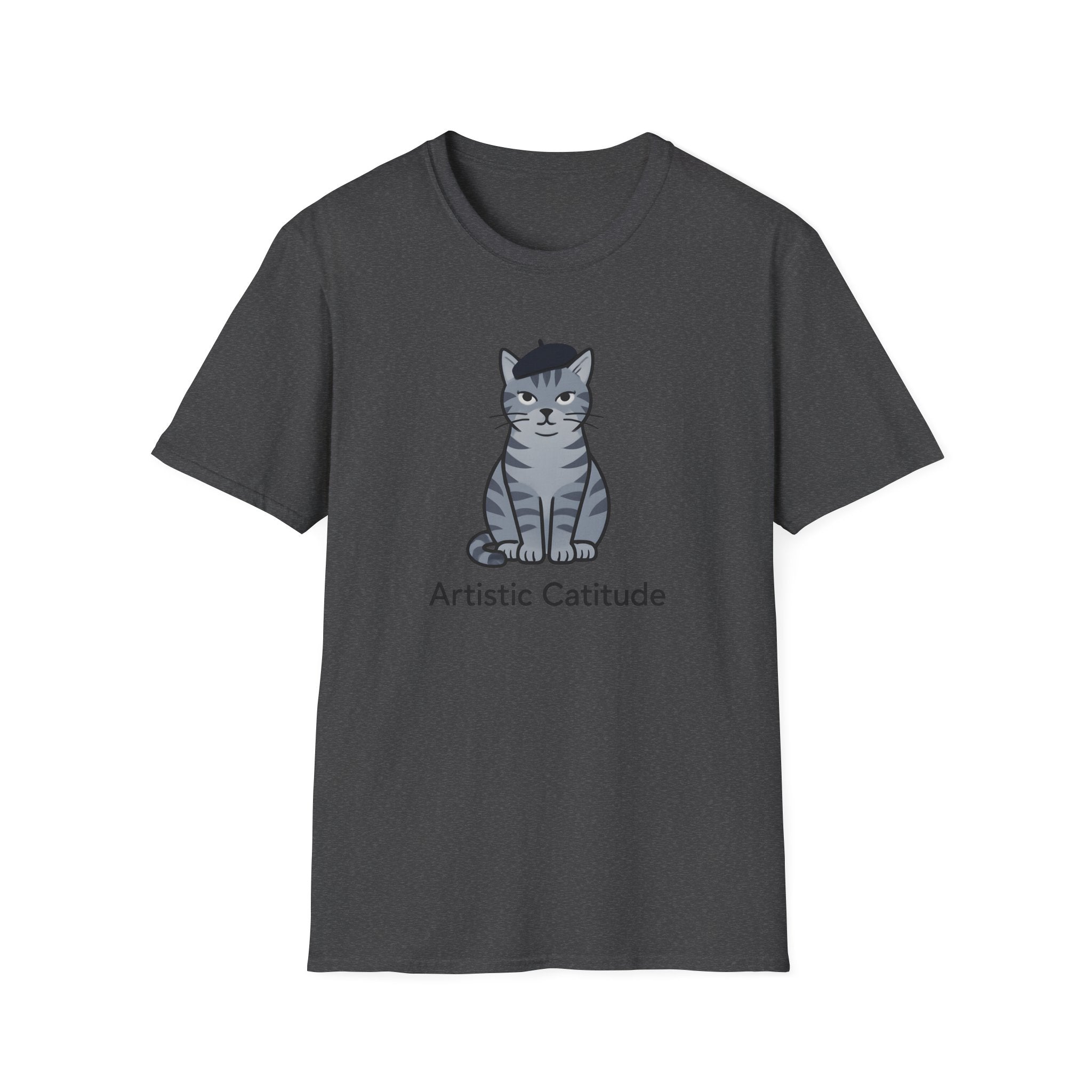Gray Cat with Beret T-Shirt