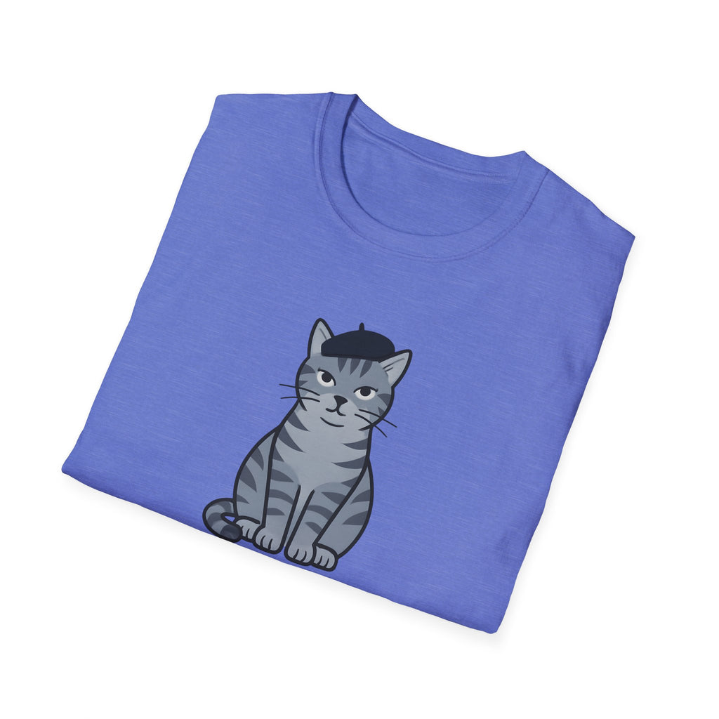 Gray Cat with Beret T-Shirt
